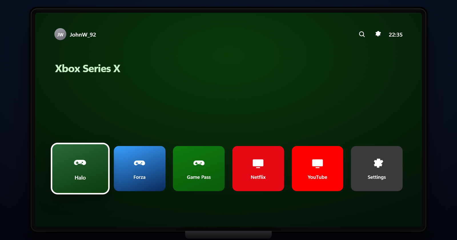 Xbox 2608 Settings screen